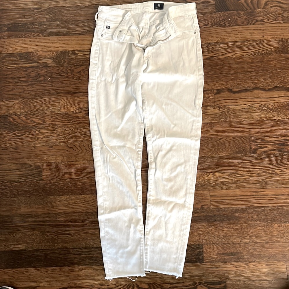 AG Farrah Skinny Ankle White Jean Raw Hem